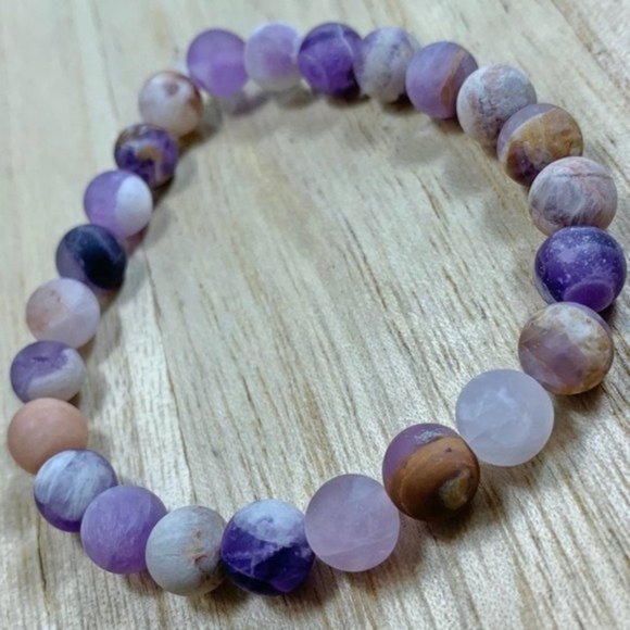 Hand Crafted Jewelry - 8mm Matte Amethyst Chakra Stretch Bracelet